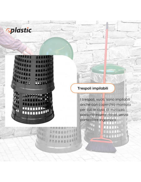 Trespolo bicolor portasacco 110 litri con fondo grigio e coperchio colorato per raccolta differenziata