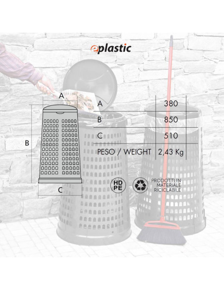 Trespolo monocolore portasacco 110 litri per raccolta differenziata