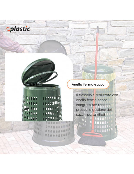 Trespolo monocolore portasacco 110 litri per raccolta differenziata