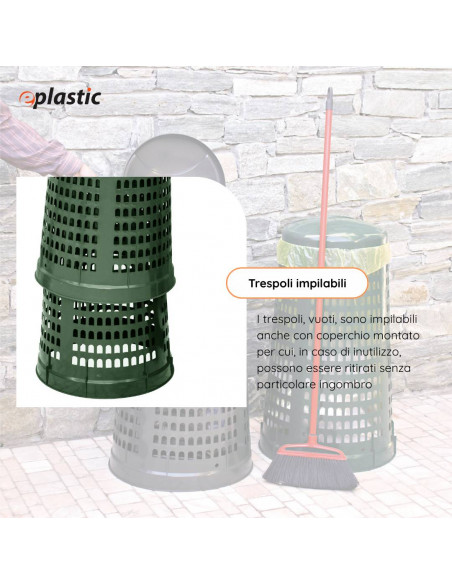 Trespolo monocolore portasacco 110 litri per raccolta differenziata