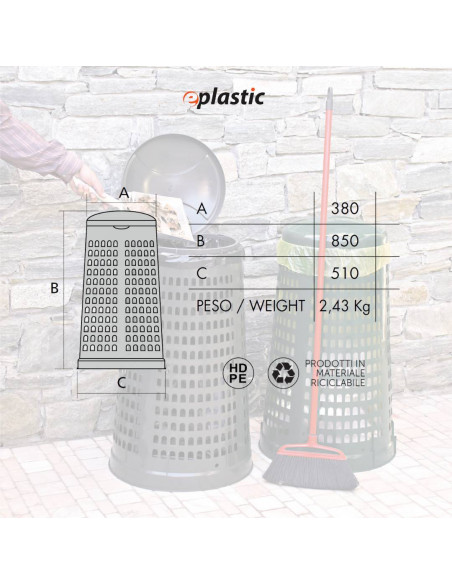 Trespolo monocolore portasacco 110 litri per raccolta differenziata